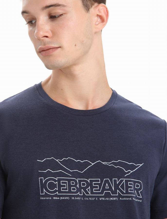 Camiseta Icebreaker Merino Central Classic Corta Sleeve Hombre Azul Marino | TJY6134JF