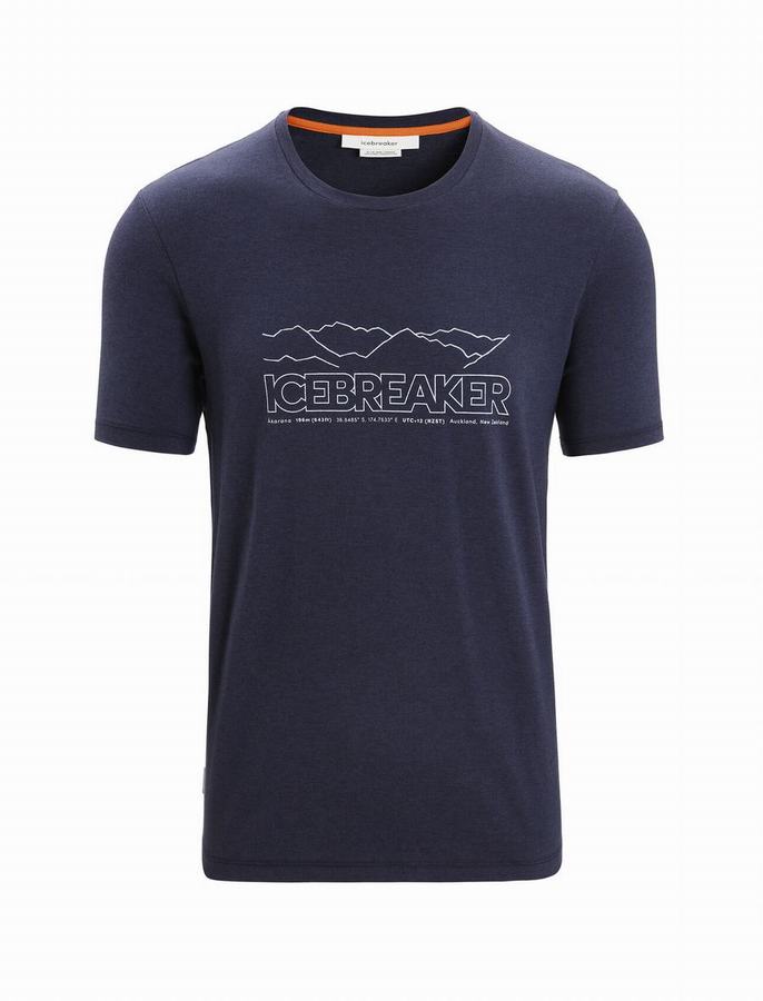 Camiseta Icebreaker Merino Central Classic Corta Sleeve Hombre Azul Marino | TJY6134JF