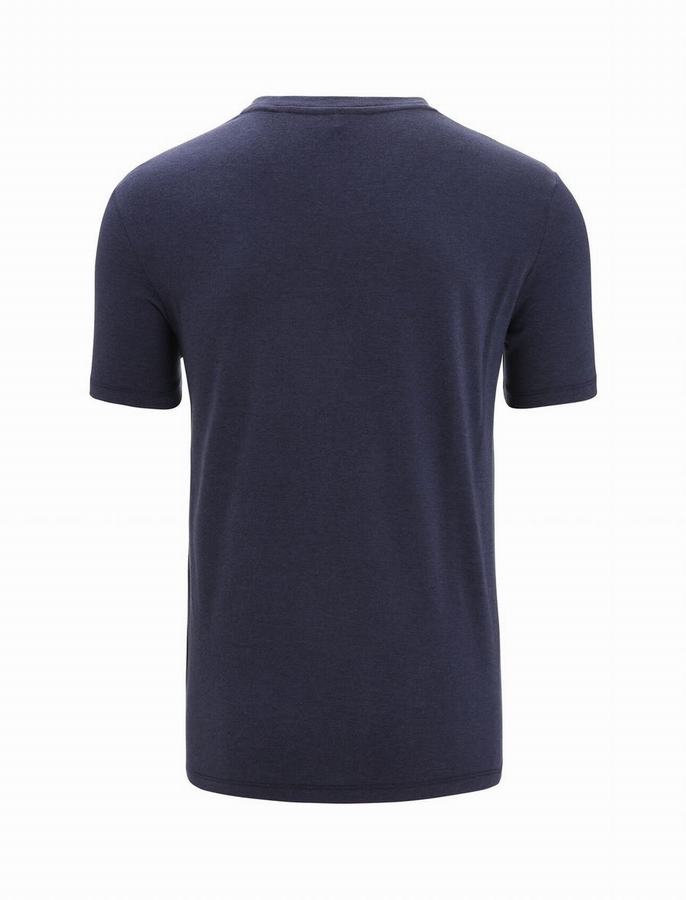 Camiseta Icebreaker Merino Central Classic Corta Sleeve Hombre Azul Marino | TJY6134JF