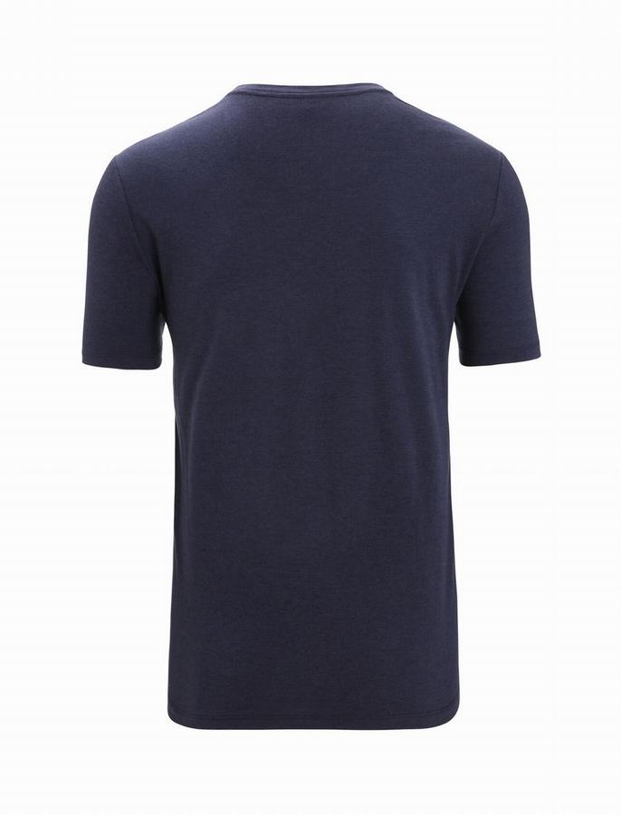 Camiseta Icebreaker Merino Central Classic Corta Sleeve Hombre Azul Marino | XZS196CX