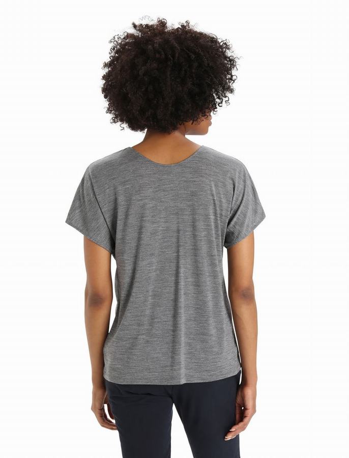 Camiseta Icebreaker Merino Drayden Reversible Corta Sleeve Mujer Grises | PNO7140PW