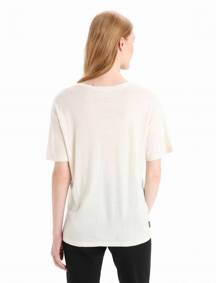 Camiseta Icebreaker Merino Granary Corta Sleeve Mujer Creme | ATG10096SN