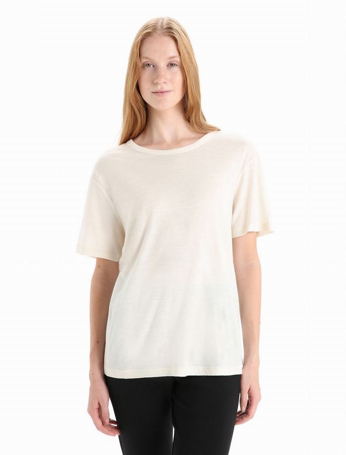 Camiseta Icebreaker Merino Granary Corta Sleeve Mujer Creme | ATG10096SN