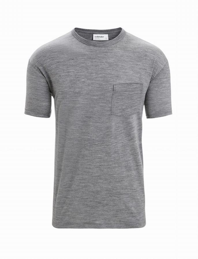 Camiseta Icebreaker Merino Granary Corta Sleeve Pocket Hombre Grises | LLC1423WN