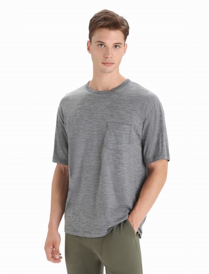 Camiseta Icebreaker Merino Granary Corta Sleeve Pocket Hombre Grises | LLC1423WN