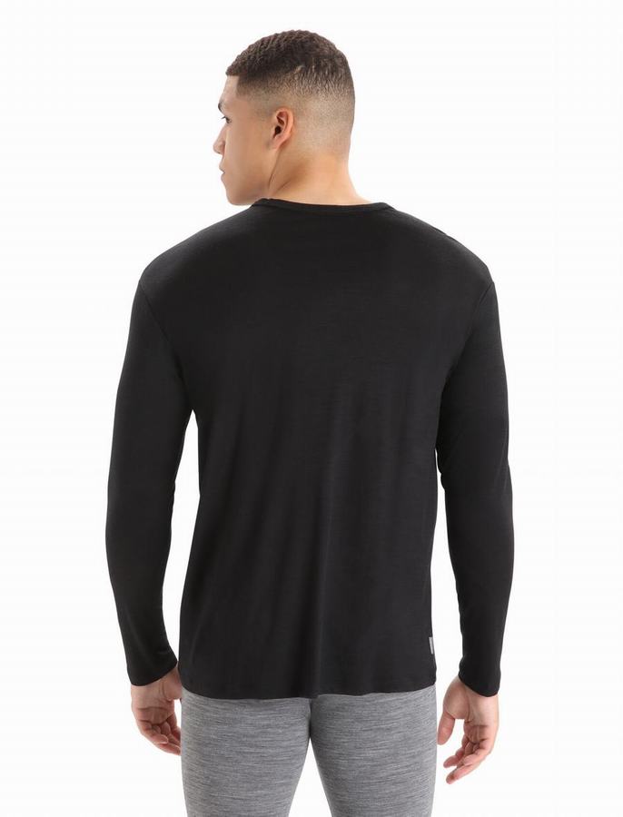 Camiseta Icebreaker Merino Granary Long Sleeve Pocket Hombre Negros | UIJ6051BD