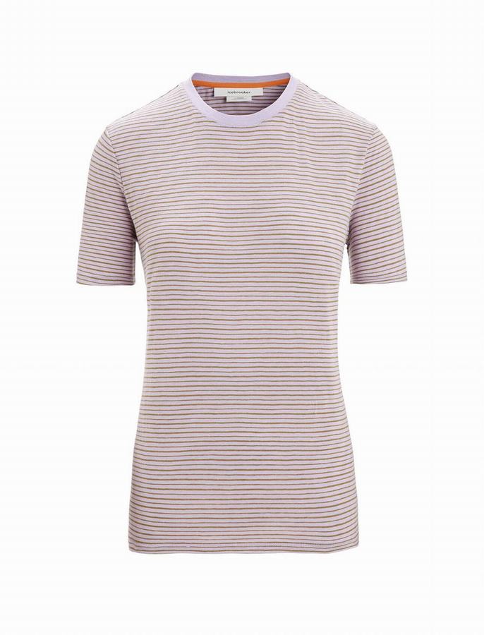 Camiseta Icebreaker Merino Linen Corta Sleeve Stripe Mujer Multicolor | HGM3266HO