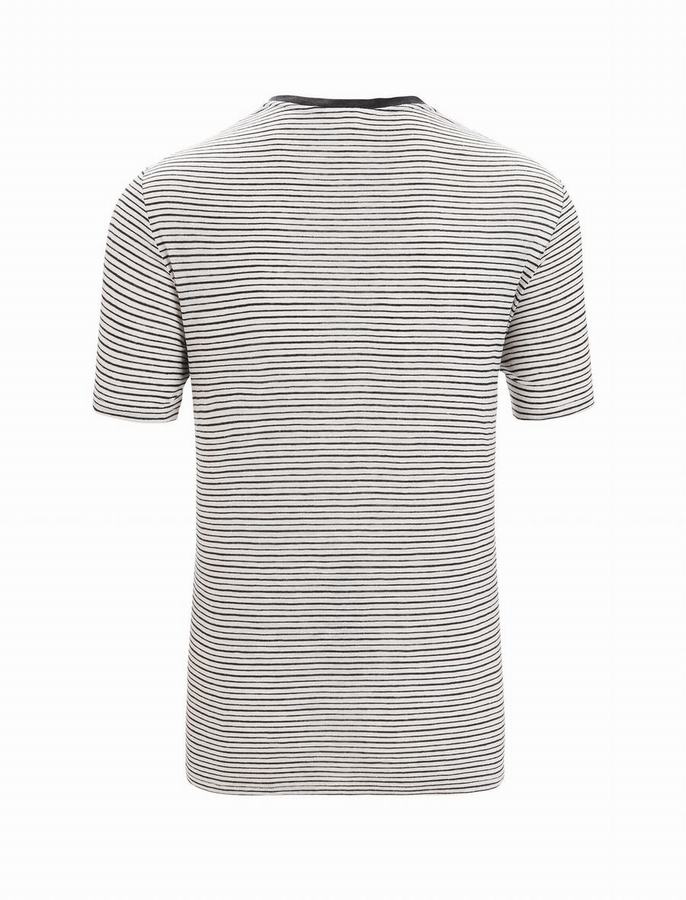 Camiseta Icebreaker Merino Linen Corta Sleeve Stripe Hombre Blancos Negros | OVD6845LL