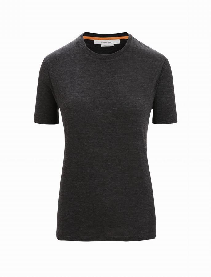 Camiseta Icebreaker Merino Linen Corta Sleeve Mujer Negros | SVZ3034CW