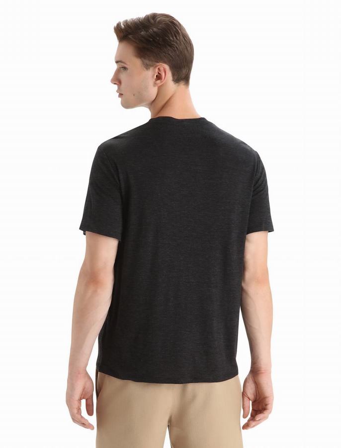 Camiseta Icebreaker Merino Linen Corta Sleeve Hombre Negros | VAA5296YZ