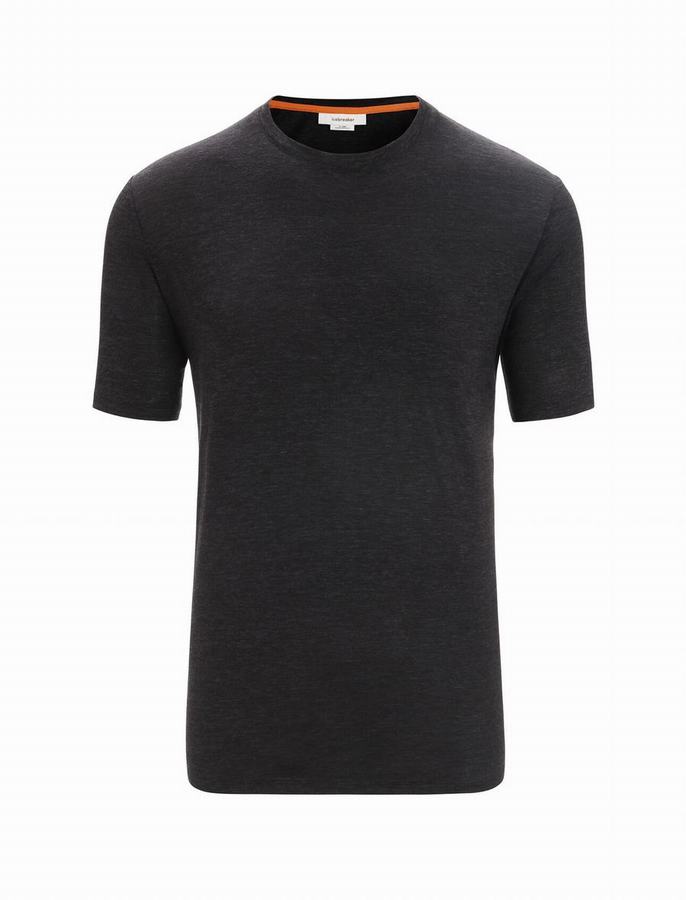 Camiseta Icebreaker Merino Linen Corta Sleeve Hombre Negros | VAA5296YZ