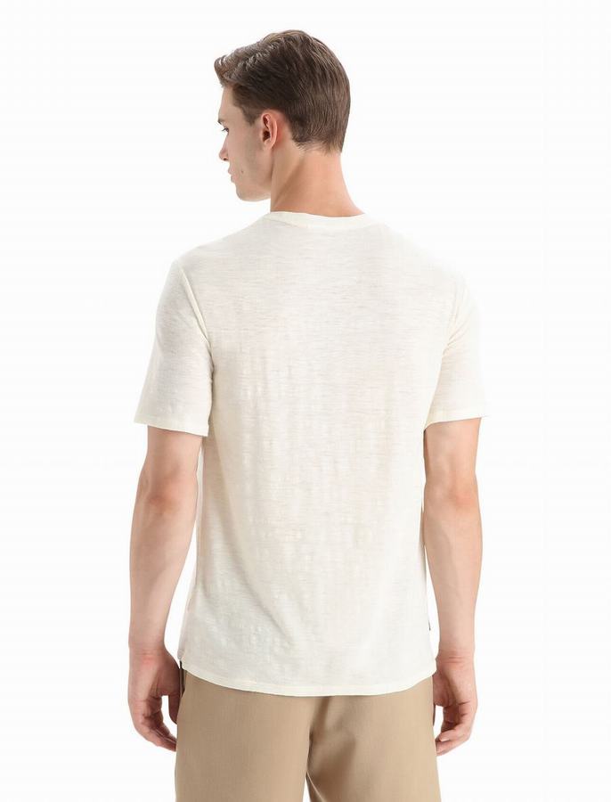 Camiseta Icebreaker Merino Linen Corta Sleeve Hombre Creme | VNX8122HI