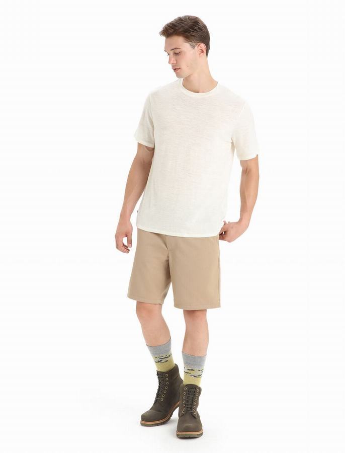 Camiseta Icebreaker Merino Linen Corta Sleeve Hombre Creme | VNX8122HI