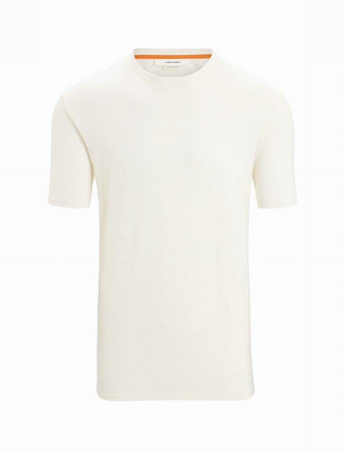 Camiseta Icebreaker Merino Linen Corta Sleeve Hombre Creme | VNX8122HI