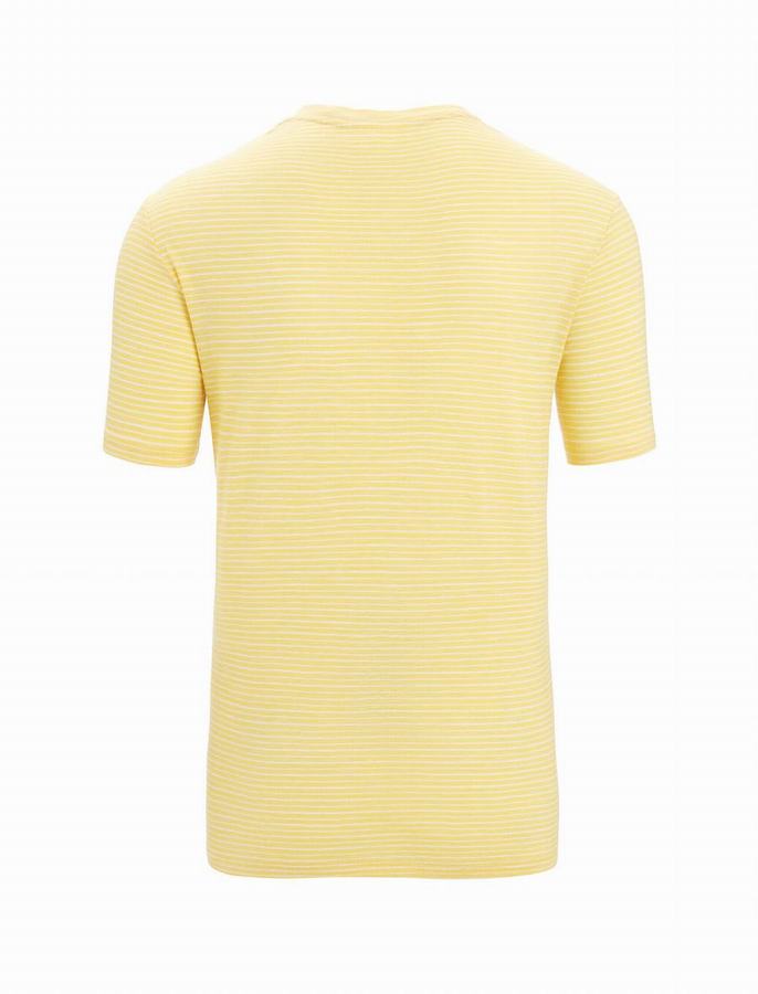 Camiseta Icebreaker Merino Linen Corta Sleeve Stripe Hombre Amarillos Blancos | VRS1166DR