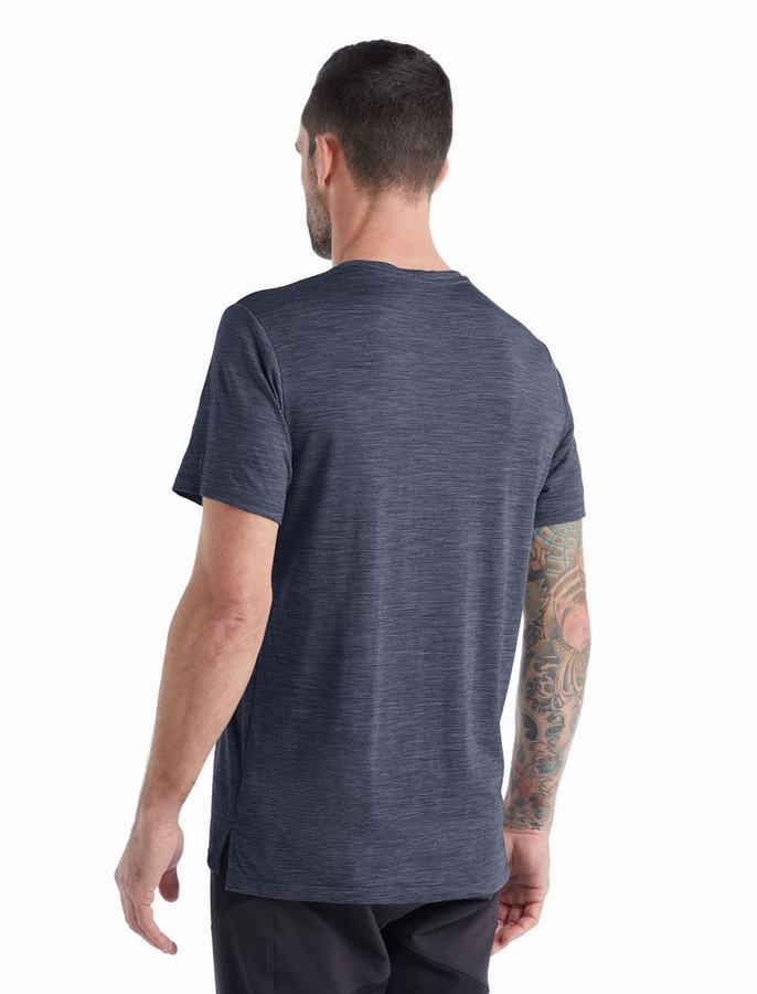 Camiseta Icebreaker Merino Sphere II Corta Sleeve Hombre Azul Marino | EAD9764WO