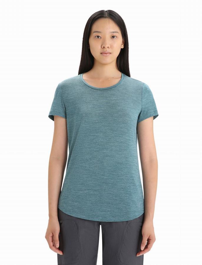 Camiseta Icebreaker Merino Sphere II Corta Sleeve Mujer Azules | GEP10096OG