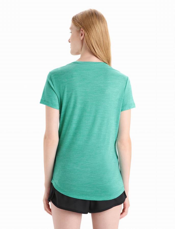 Camiseta Icebreaker Merino Sphere II Corta Sleeve Hitt Mujer Verdes Claro | IEQ2719WL