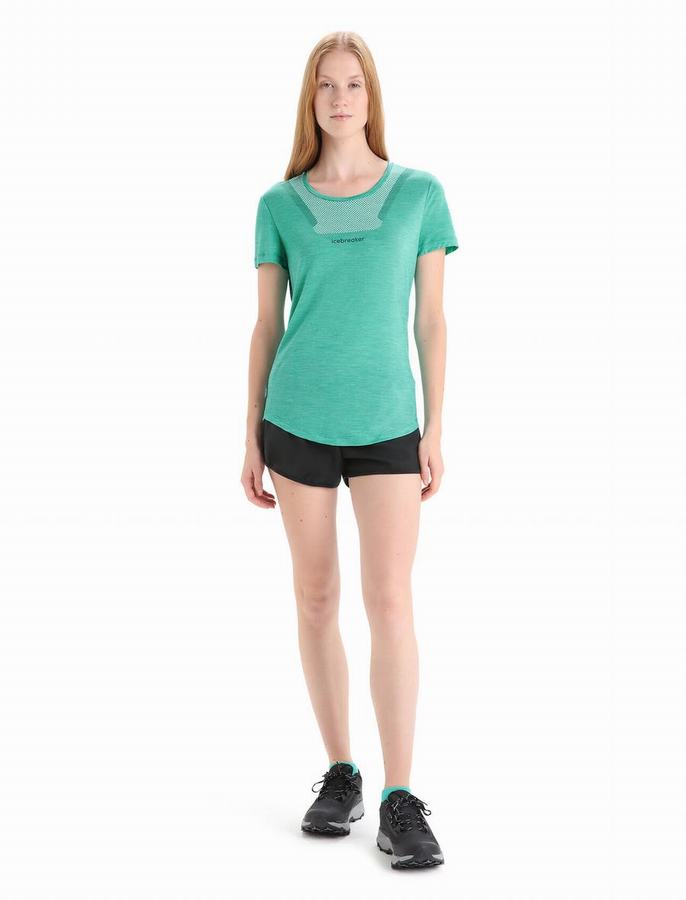 Camiseta Icebreaker Merino Sphere II Corta Sleeve Hitt Mujer Verdes Claro | IEQ2719WL