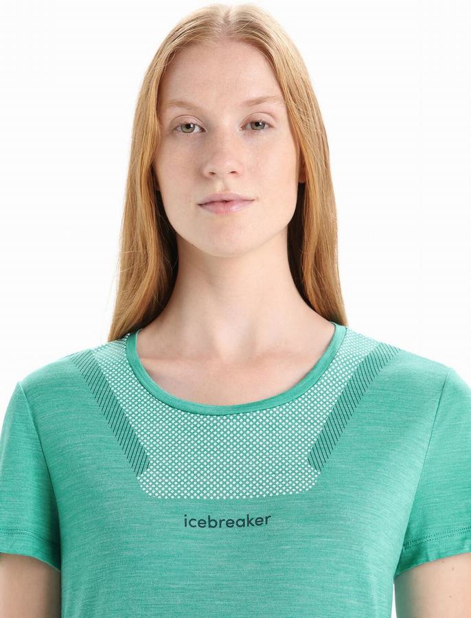 Camiseta Icebreaker Merino Sphere II Corta Sleeve Hitt Mujer Verdes Claro | IEQ2719WL