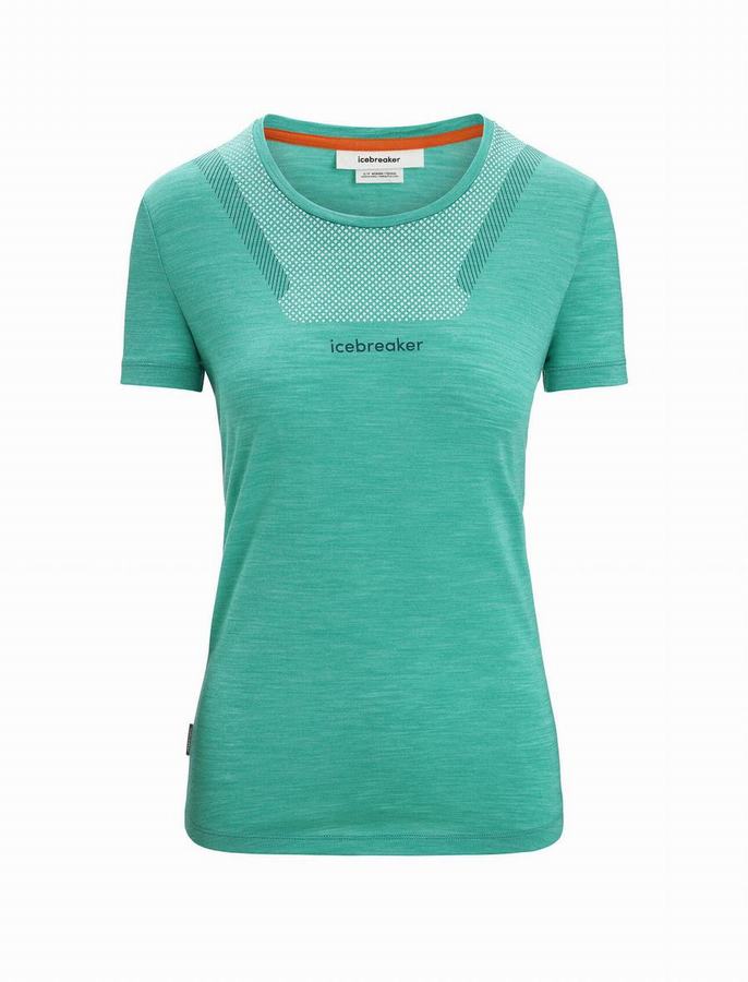 Camiseta Icebreaker Merino Sphere II Corta Sleeve Hitt Mujer Verdes Claro | IEQ2719WL