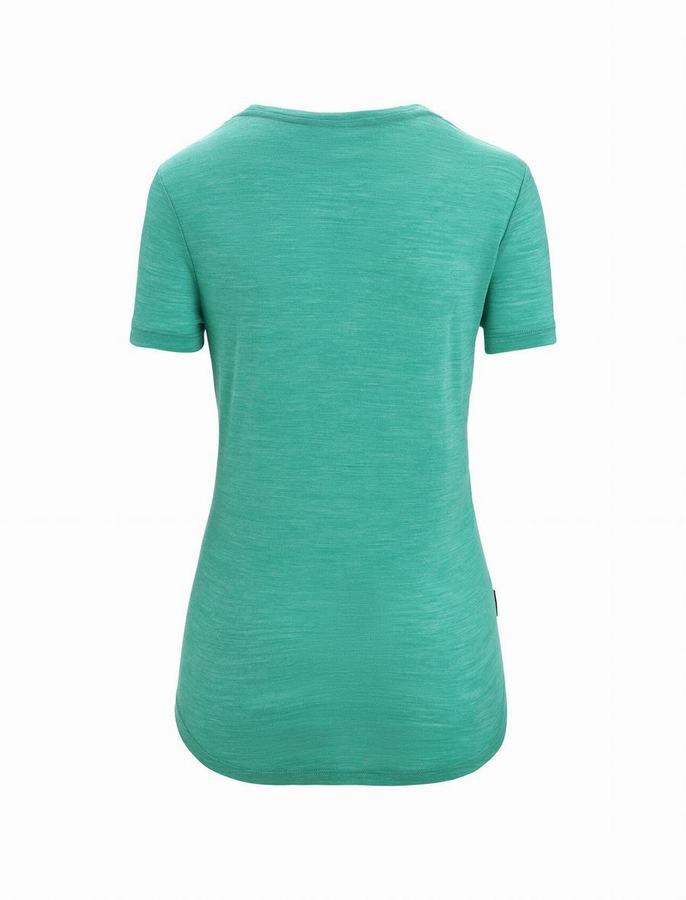 Camiseta Icebreaker Merino Sphere II Corta Sleeve Scoop Mujer Verdes Claro | PEK8130IX