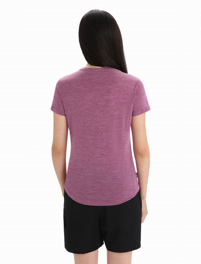 Camiseta Icebreaker Merino Sphere II Corta Sleeve Scoop Mujer Morados | UNH6212AB