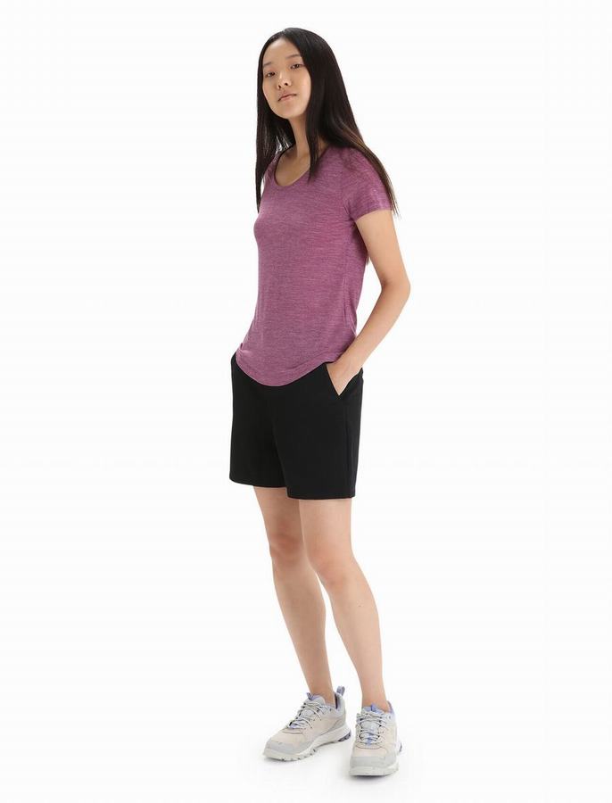 Camiseta Icebreaker Merino Sphere II Corta Sleeve Scoop Mujer Morados | UNH6212AB