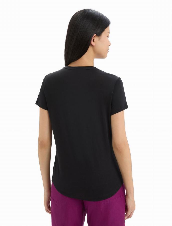 Camiseta Icebreaker Merino Sphere II Corta Sleeve Mujer Negros | VKH7045DV