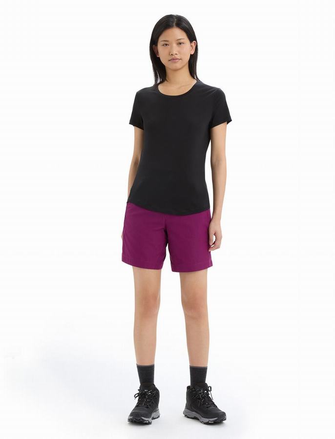 Camiseta Icebreaker Merino Sphere II Corta Sleeve Mujer Negros | VKH7045DV