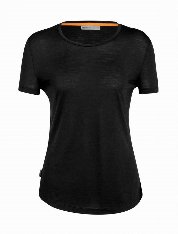 Camiseta Icebreaker Merino Sphere II Corta Sleeve Mujer Negros | VKH7045DV