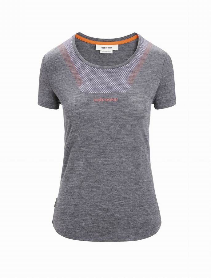 Camiseta Icebreaker Merino Sphere II Corta Sleeve Hitt Mujer Grises | VMT8399UB