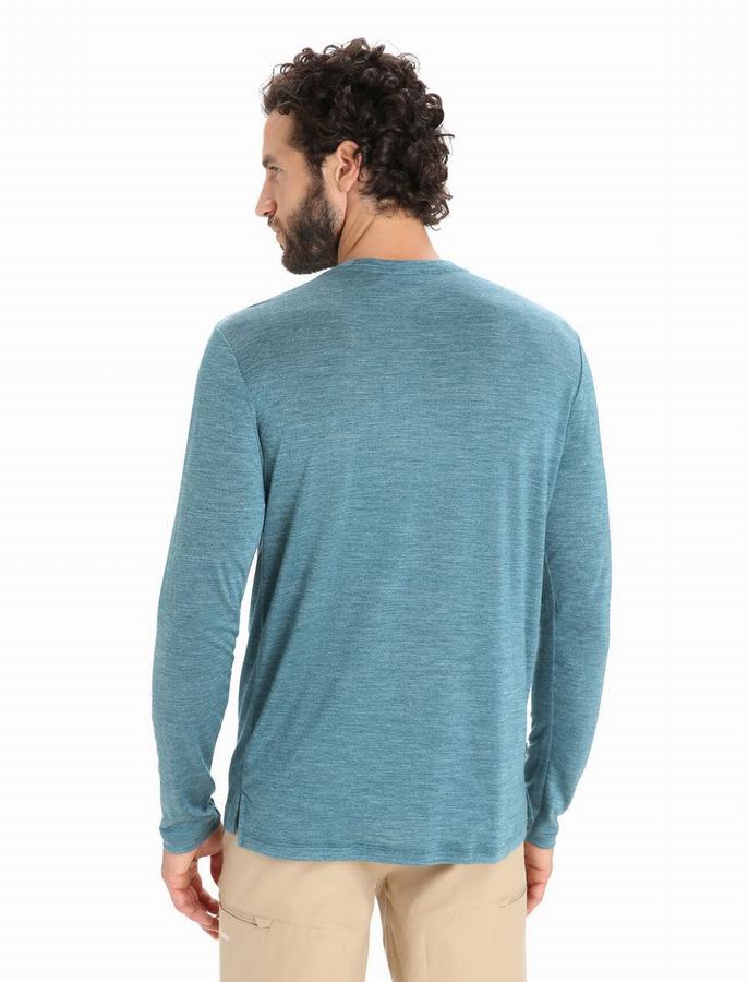 Camiseta Icebreaker Merino Sphere II Long Sleeve Hombre Azules Claro | GFO588EB