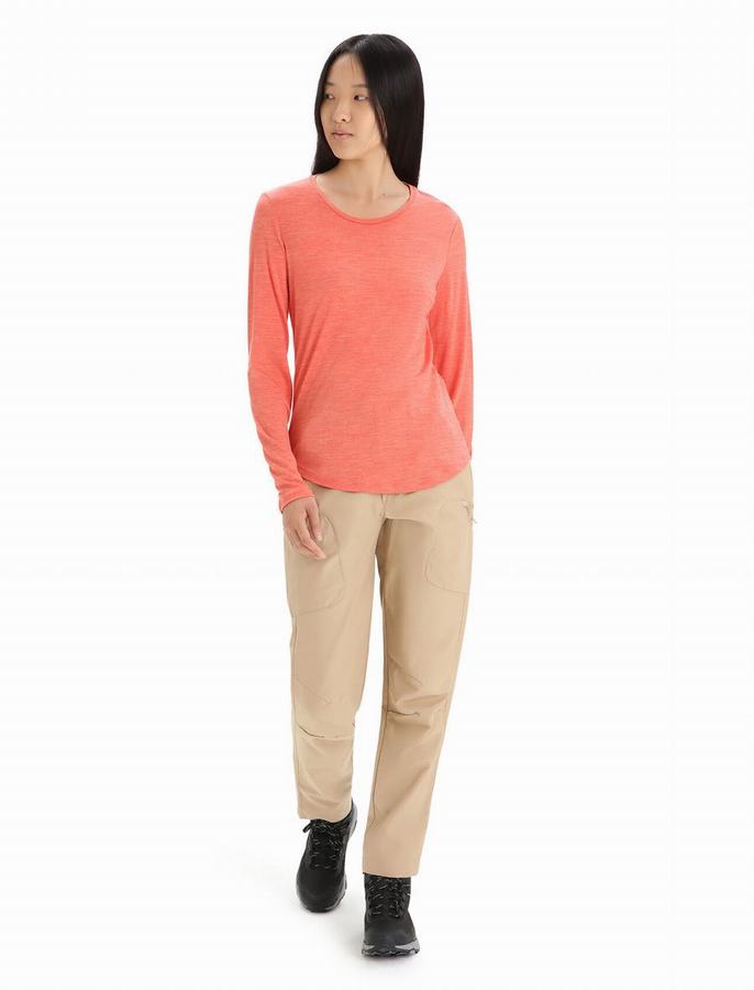 Camiseta Icebreaker Merino Sphere II Long Sleeve Mujer Naranjas | HCG8524RA