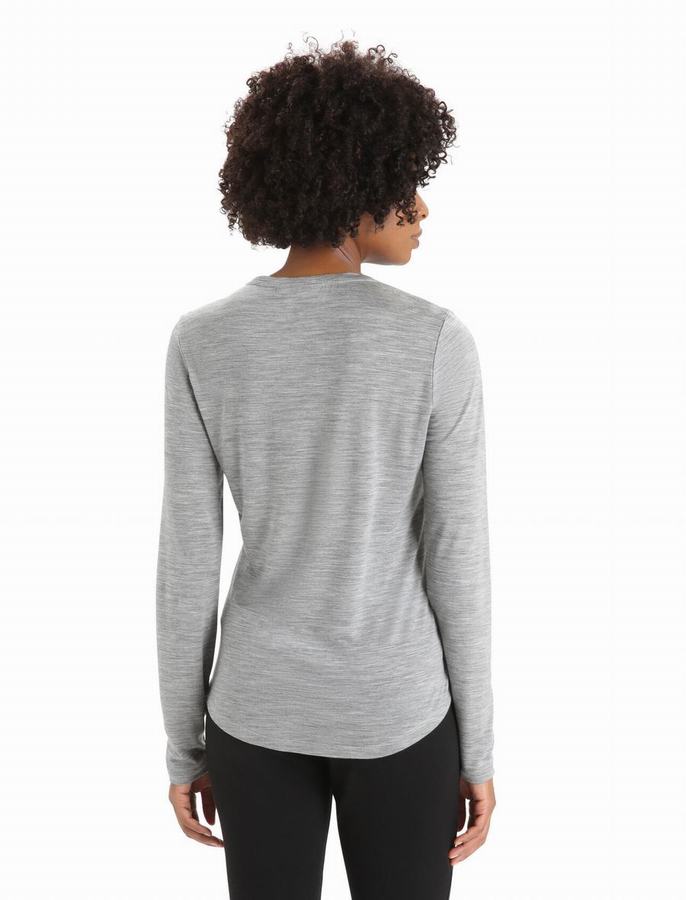 Camiseta Icebreaker Merino Sphere II Long Sleeve Mujer Grises | REH2360QE