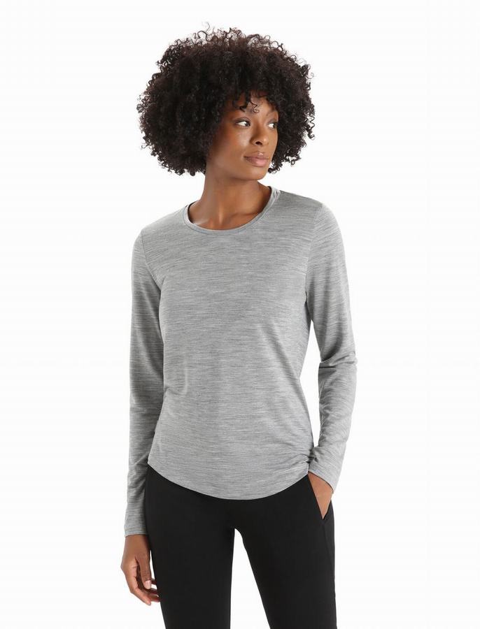 Camiseta Icebreaker Merino Sphere II Long Sleeve Mujer Grises | REH2360QE