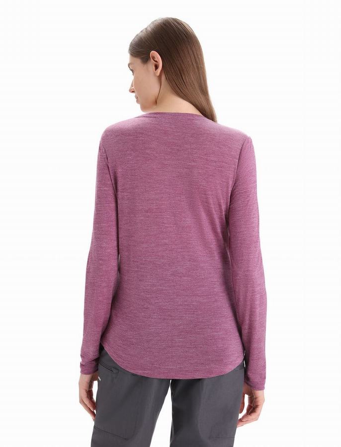 Camiseta Icebreaker Merino Sphere II Long Sleeve Mujer Morados | TXU2850BC