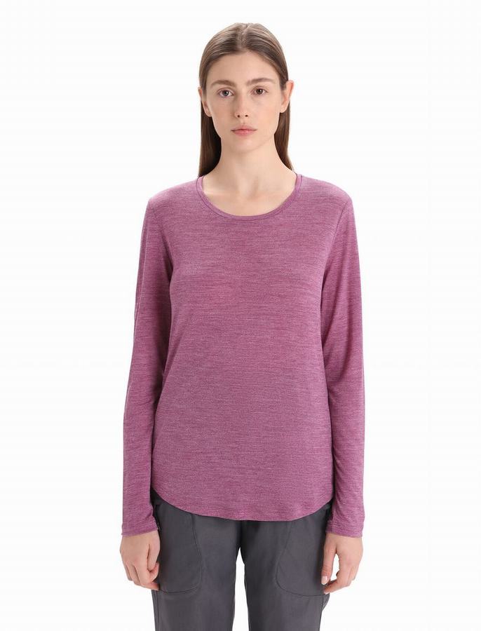 Camiseta Icebreaker Merino Sphere II Long Sleeve Mujer Morados | TXU2850BC