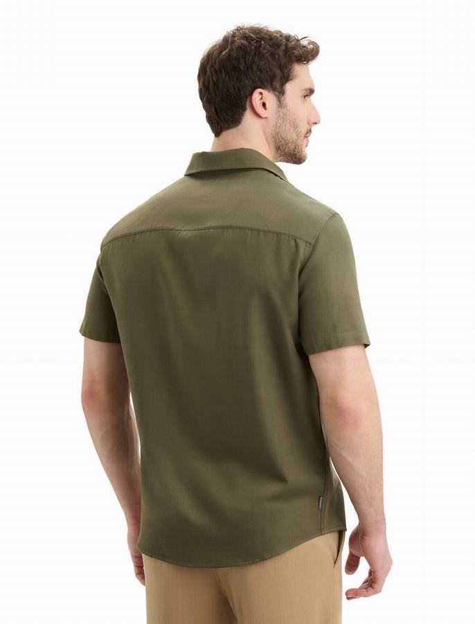 Camiseta Icebreaker Merino Steveston Corta Sleeve Hombre Verde Oliva | EGI5389PB