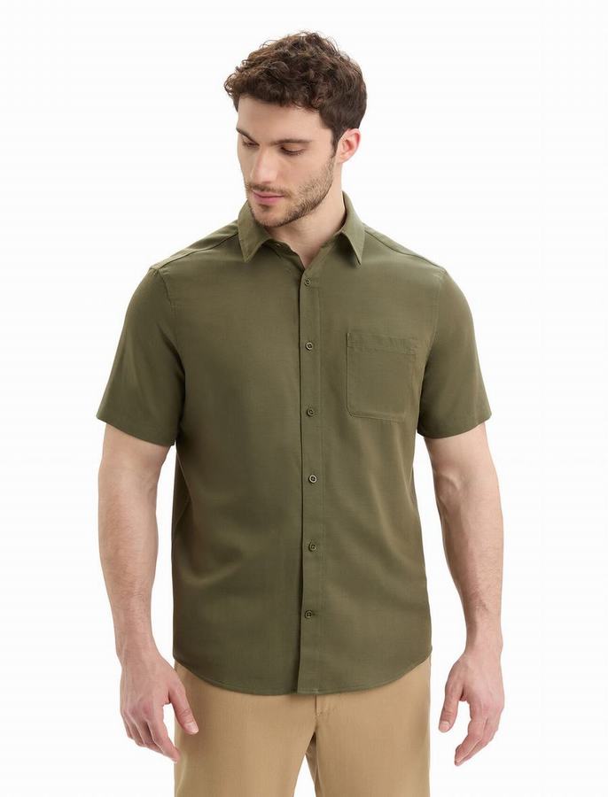 Camiseta Icebreaker Merino Steveston Corta Sleeve Hombre Verde Oliva | EGI5389PB