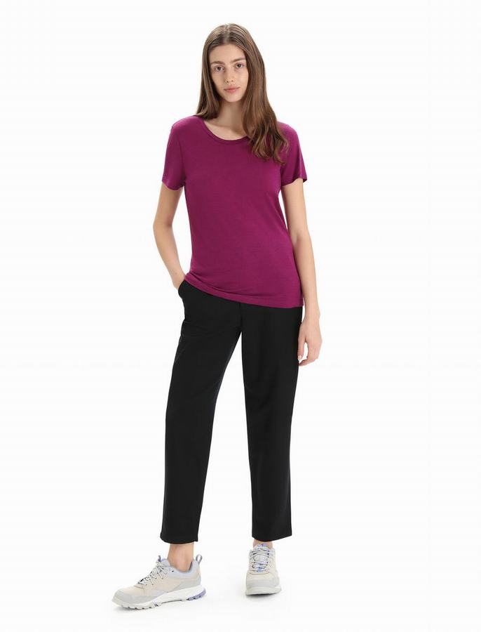 Camiseta Icebreaker Merino Tech Lite II Corta Sleeve Mujer Morados Oscuro | BEW2429VY