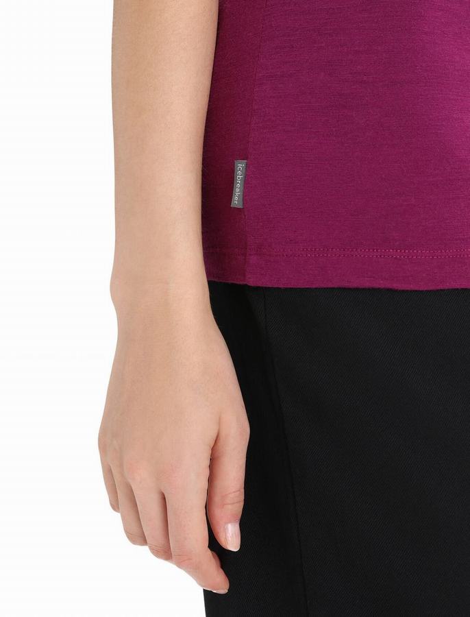 Camiseta Icebreaker Merino Tech Lite II Corta Sleeve Mujer Morados Oscuro | BEW2429VY