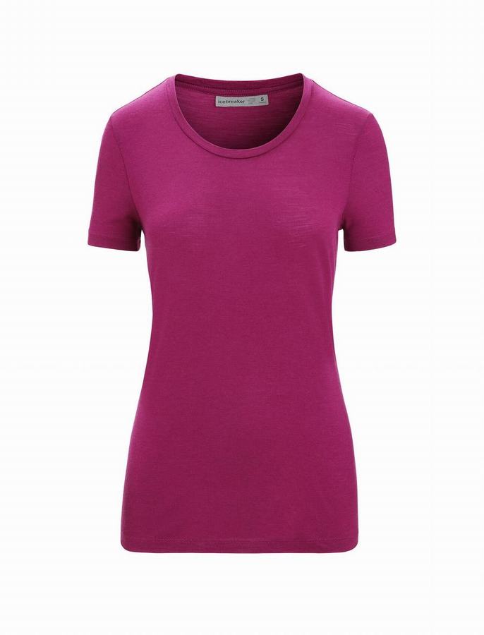 Camiseta Icebreaker Merino Tech Lite II Corta Sleeve Mujer Morados Oscuro | BEW2429VY