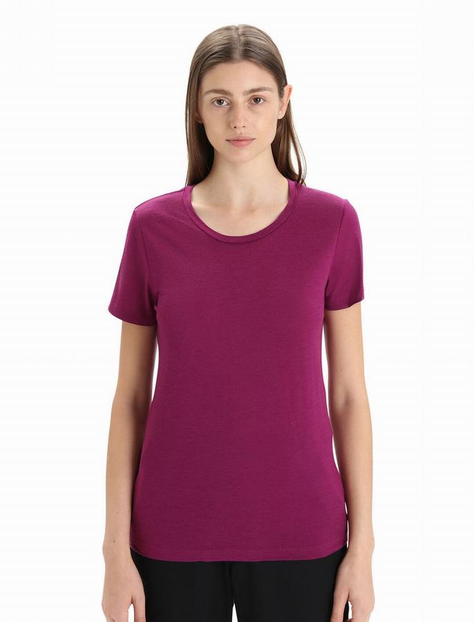 Camiseta Icebreaker Merino Tech Lite II Corta Sleeve Mujer Morados Oscuro | BEW2429VY