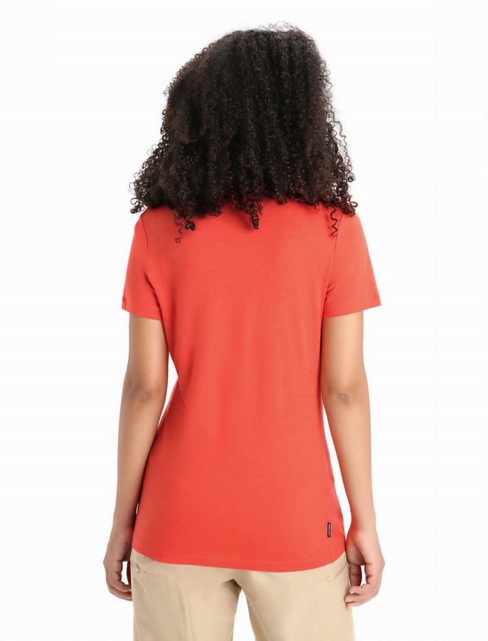 Camiseta Icebreaker Merino Tech Lite II Corta Sleeve Moon Phase Mujer Naranjas | BSA4141SU