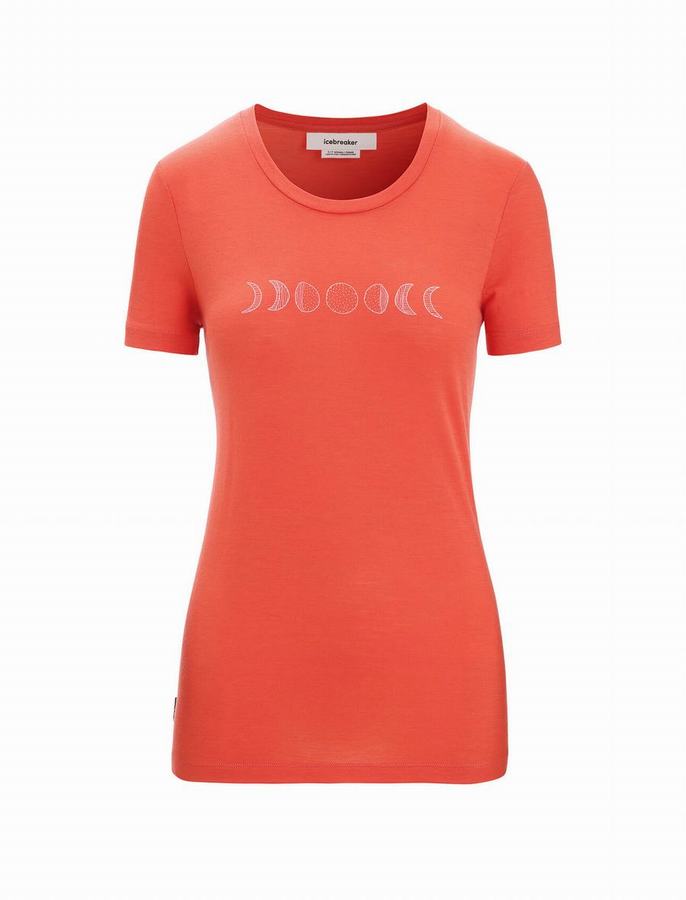 Camiseta Icebreaker Merino Tech Lite II Corta Sleeve Moon Phase Mujer Naranjas | BSA4141SU