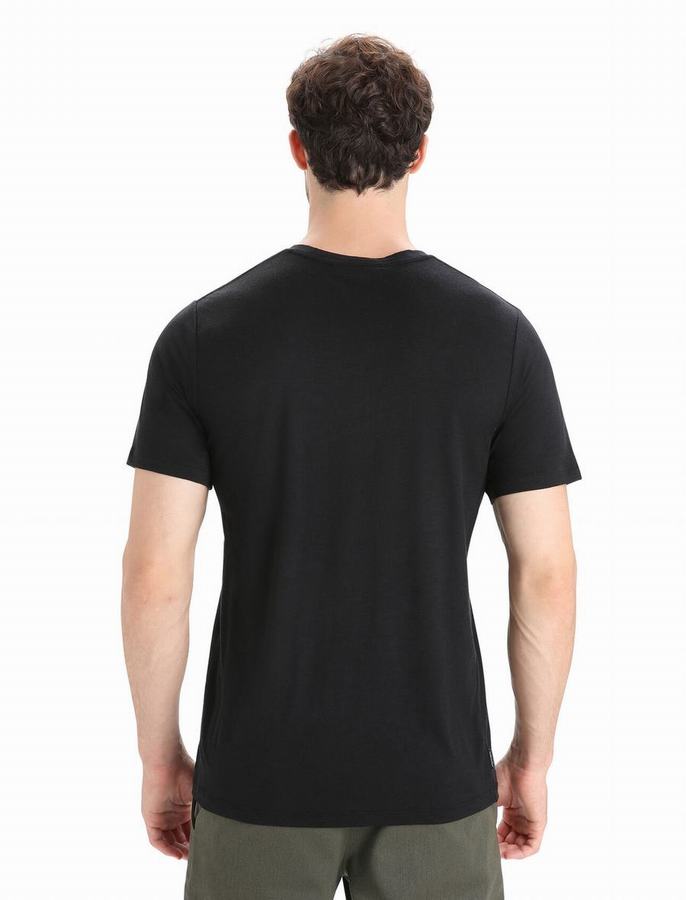 Camiseta Icebreaker Merino Tech Lite II Corta Sleeve Natural Hombre Negros | DWL119IB