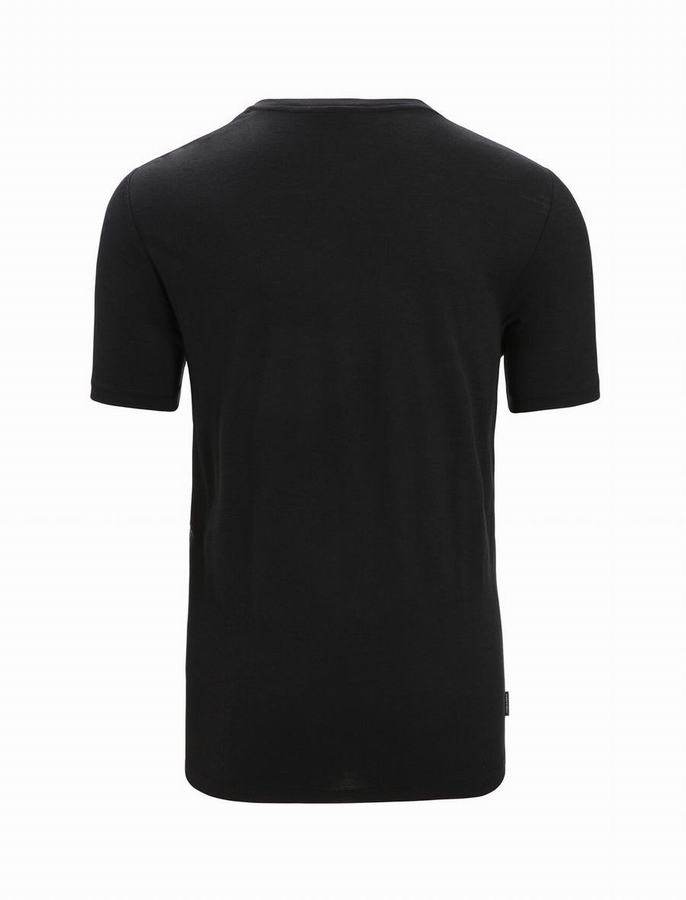 Camiseta Icebreaker Merino Tech Lite II Corta Sleeve Natural Hombre Negros | DWL119IB