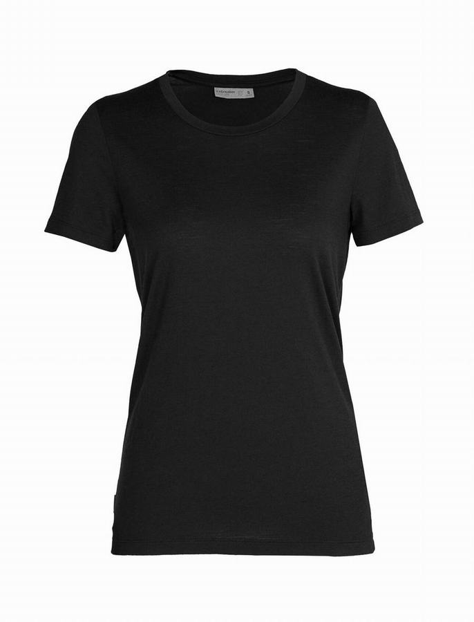 Camiseta Icebreaker Merino Tech Lite II Corta Sleeve Mujer Negros | ENH1357JD