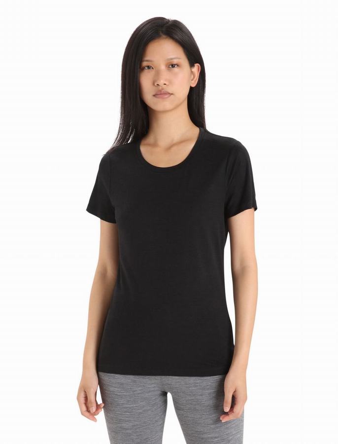 Camiseta Icebreaker Merino Tech Lite II Corta Sleeve Mujer Negros | ENH1357JD